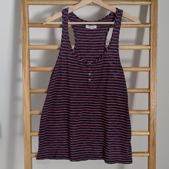 Madewell Pin Striped Racerback Tank Top - Picture 1 of 2